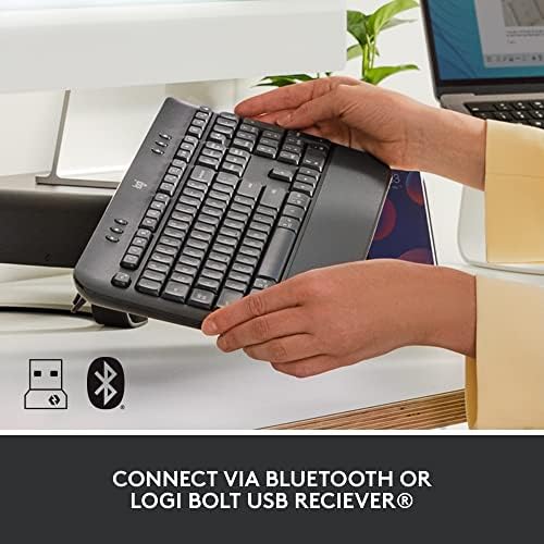 Пълен размер безжична клавиатура Logitech Signature K650 Comfort с поставка за китката, приемник МОЖНО Bluetooth или Logi