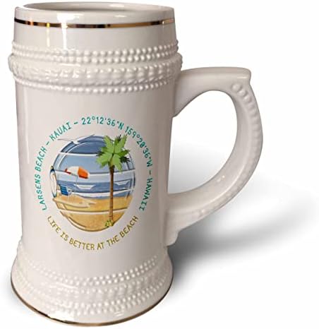 3дРоуз американски плажове - Ларсенс Бряг, Кауай, Хавай елегантен. - чаша за стейна на 22 унция (stn-375431-1)