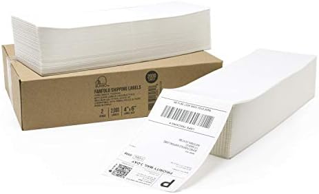 Термоэтикетка Buhbo 4 x 6 за директна доставка (2000 етикети във формата на вентилатора), 2 Опаковки от по 1000