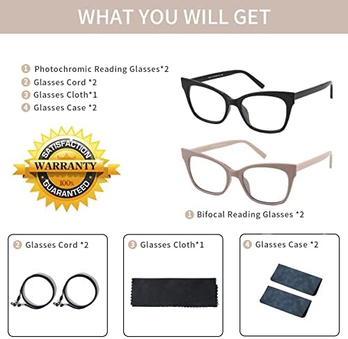 Kafirlo Извънгабаритни очила за четене женски котешко око фотохромный синя светлина Компютърен четец Дебели рамки Дизайнерски тъмни очила