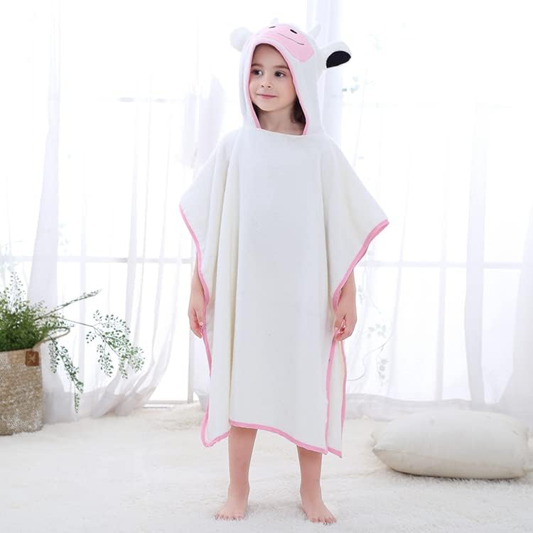 Плажна Кърпа Premium за малки момичета, кърпи за баня за момчета и Плажна Хавлия с качулка от Мек и впитывающего памук (Бяла крава)