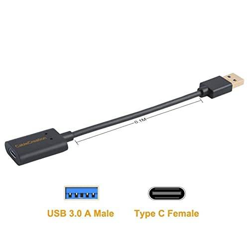 CableCreation кабел Оптичен 16-крак комплект с USB3.1 USB C Женски към USB Мъжки Кабел-адаптер 5 Gbit/s 3A (2 броя)