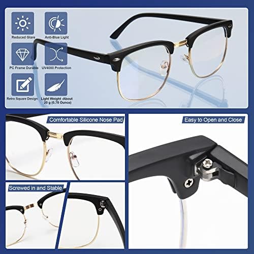 LETAAKA Блокер Синя Светлина Очила, 2 Сини Светлинни Стъкла Без рамки, Анти-UV Прозрачни Очила, Компютърни Очила за Мъже