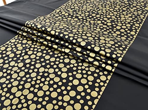 Правоъгълна черна Пластмасова Покривка в 2 опаковки (54x108 инча) със Златни точки, за Еднократна употреба Водоустойчив Винил
