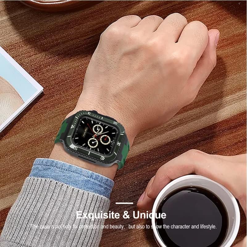 EEOMOiK Модифицирующий комплект Каишка за Apple Watch Band 45 мм 44 мм Метален корпус + керамична броня Моден Комплект