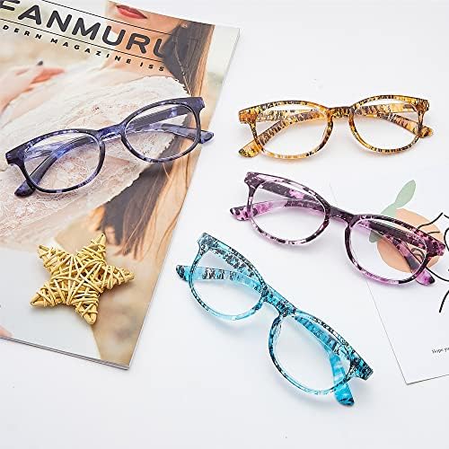 Очила за четене EYEGUARD, 4 опаковки, Качествени, Модерни Цветни Ридеры за Жени +6,00