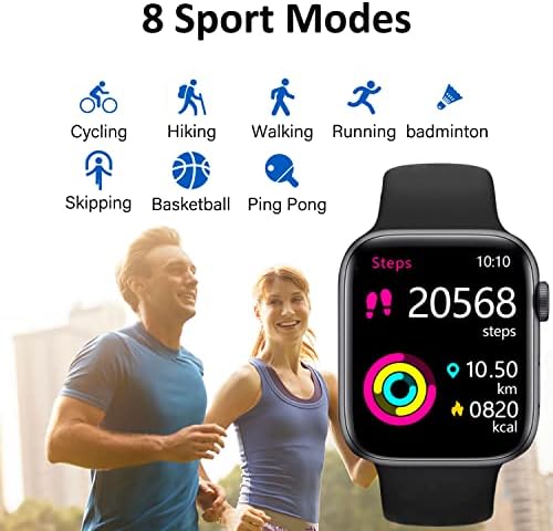Смарт часовници за мъже и жени, фитнес тракер, Нови Актуализирани смарт часовник с 1,88 HD дисплей, пълна с докосване на екрана, за телефони с Android и iOS, с пульсометром, м?