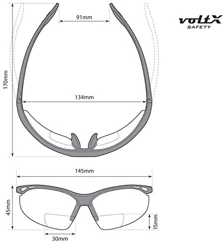 Бифокални очила за четене voltX 'КОНСТРУКТОР' (ОГЛЕДАЛО + 1,5 а диоптър лещи за помещения / улица) ANSI Z87.1 + и CE EN166F,