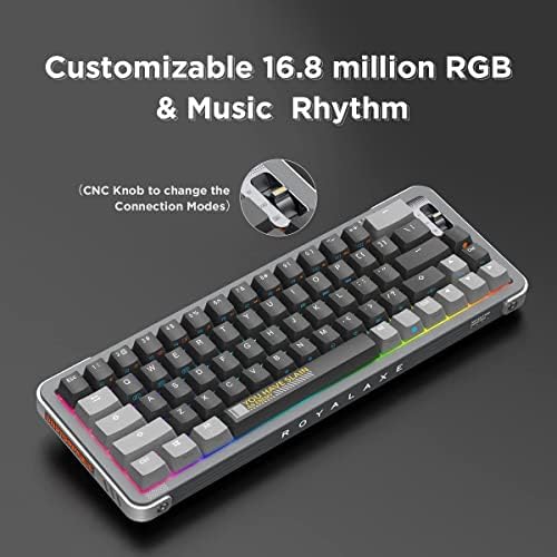 Безжична ръчна клавиатура YUNZII Royalaxe Y68 65% с възможност за гореща замяна, с RGB подсветка, клавишными капачки