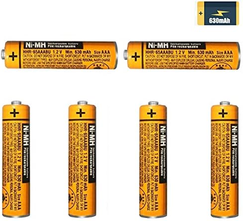 акумулаторна батерия pyanz NI-MH ААА 1,2 V 630mah 6-Pack HHR-55AAABU AAA за безжични телефони Panasonic, дистанционни управления,