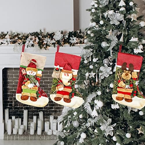 Коледни Чорапи, Големи Коледни Чорапи, Украса, Дядо коледа, Снежен човек, Отглеждане с Елени, Коледни Украси и Вечерни