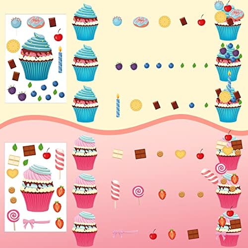 100 Листа Цветни стикери за кифли Направи си сам Сладки Детски стикери за кифли Направи си сам, Смешивай и сочетай Десертни