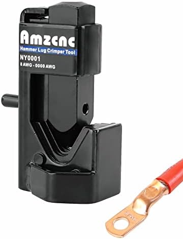 Инструмент за кримпване на върха на чук AMZCNC за батерията, 8 AWG - 0000 AWG и заваръчни кабели (Обжимает батерията