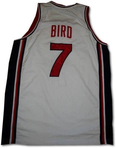 Лари Бърд е Подписал Официалната Баскетбольную фланелка NBA White USA Найки от НБА - Тениски НБА с автограф