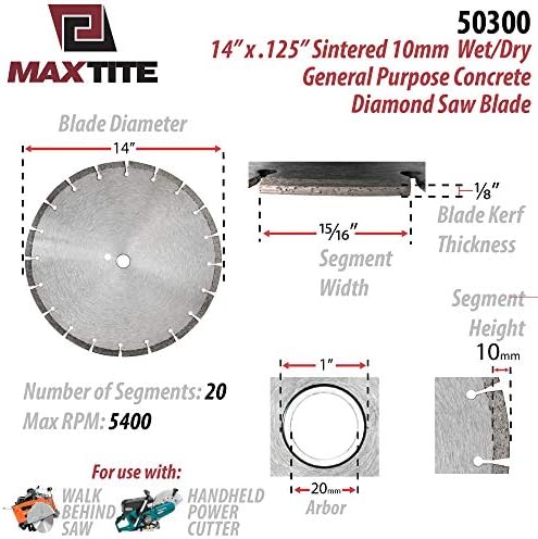 14 Спеченный 10 мм Мокро / Сухо диамантен диск за рязане на бетон с общо предназначение (10 бр)