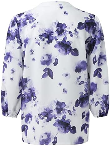 Дамска Лятна Риза Huayao с V-образно деколте и Модерен Принтом с Пузырчатым Ръкав, Ежедневни Блузи за Жени