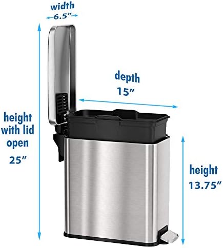 Система за управление на тънки мерки iTouchless SoftStep за баня и Подвижни Вътрешна Кофи за боклук с филтър за миризма