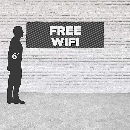 CGSignLab | Сверхпрочный Уличен банер винил Free WiFi -Stripes Grey | 6 'x2'