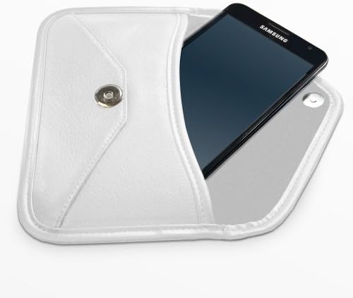 Калъф BoxWave, който е Съвместим с Galaxy S6 Active (калъф от BoxWave) - Луксозни Кожена чанта-месинджър, дизайн своята практика-плик от изкуствена кожа - цвят слонова кост, Бял