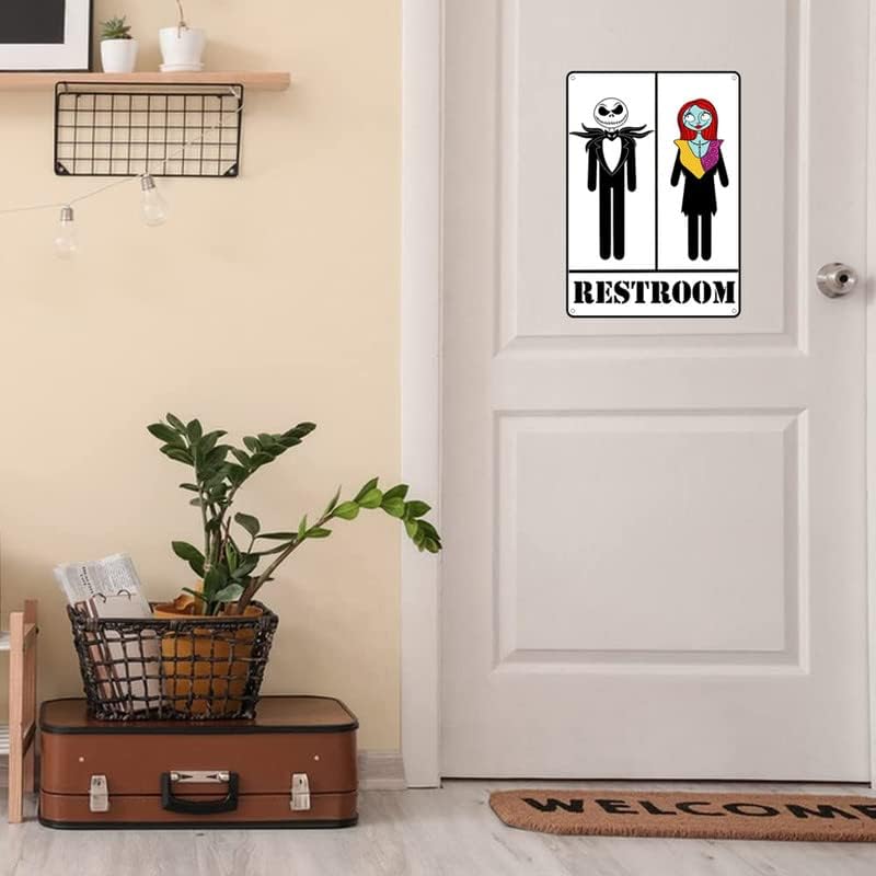 RIFOSA Забавен Надпис на Вратата на Тоалетна Джак Скелета и Сали Реколта Метална Табела Семейна Домашна Тоалетна Декоративно
