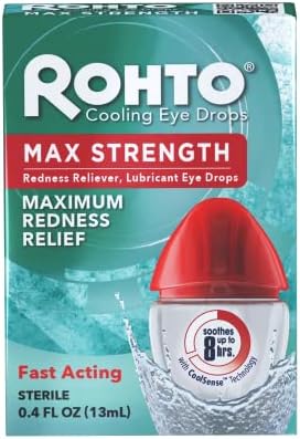 Охлаждащи капки за очи Rohto Cool Max За максимално облекчаване на зачервяване, 0,4 течни унции (опаковка от 3 броя)