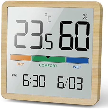 IRDFWH LCD цифров часовник влага Стаен Термометър, Влагомер за домашния офис, Тенис на измерване на температурата и влажността