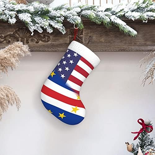 TZT Американски Флаг и знамето на Кабо Верде Коледни Чорапи, Подаръци за Коледно парти за семейни Празнични украси 18 Инча