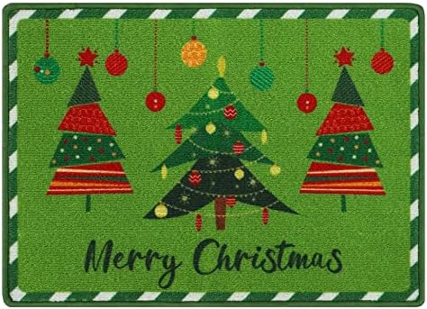 Aneco Коледни Черги, Постелки за Пода, Мини Коледни добре дошли на Тепиха, Коледно Дърво, Предни Подложка за вътрешно