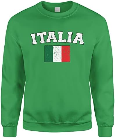 Cybertela Выцветший Изтъркан Свитшот с яка-часова под флага на Италия с надпис Italy, Италия