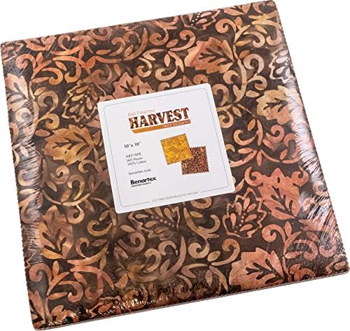 Палитра балийски батика Harvest отгледа 10х10 опаковка от 42 10-инчов квадратчета бутер торта Benartex, HRV10PK