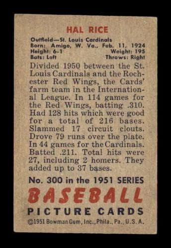 #300 Хал Райс RC - Бейзболни картички Боумена 1951 г. съобщение (Звезда) С оценката EX + - Бейзболни картички начинаещ с надпис Slabbed