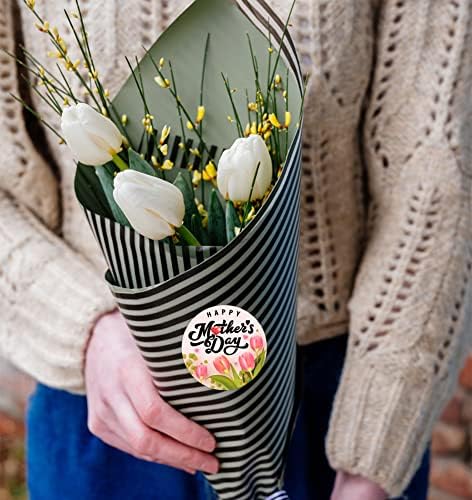 Етикети PETCEE Tulip Mothers Day 1,5 Подарък етикети Happy Mother' s Day, Етикети с Цветен подарък биркой за Деня на Майката, Ферма Етикети, стикери за Пликове, Опаковъчна хартия, Кутии, ?