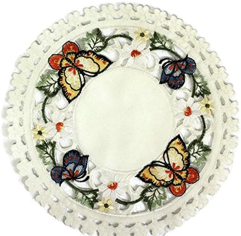 Бутикови хартиени Кърпички, Кръгла салфетка или носилка, на Бродирани Многоцветен Пеперуда, Размер 15 инча