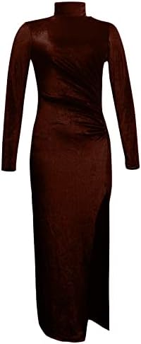NOKMOPO Рокли за жени 2023 Вечерни Модни Обикновена Рокля с Набори в кръста, намаляване, V-образно деколте,