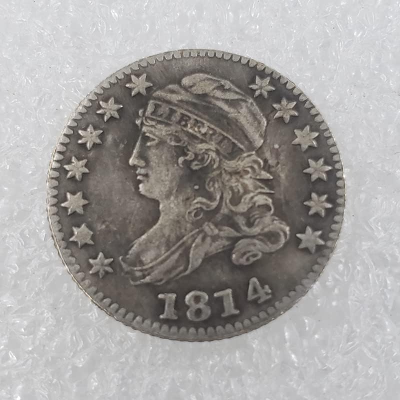Старинни ръчно изработени изделия от 13 Години в САЩ Шапка на Главата Монета от 10 Цента Медна Плоча Възпоменателна