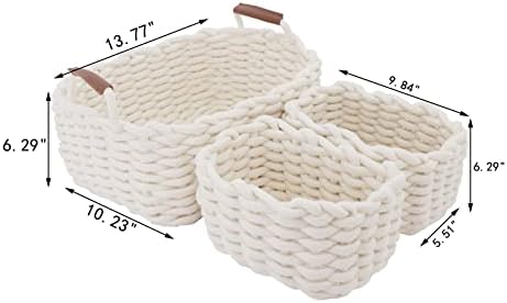JJSQYLAN Кошница за съхранение на завивки от памук въже за рафтове, малка декоративна кошница от ракита за Организиране и съхранение