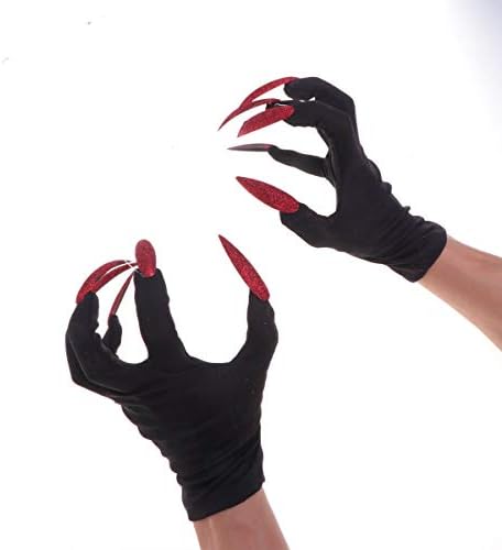 ABOOFAN 1 Двойка от Костюмирани Ръкавици за Хелоуин, Червени Призрачни Ръкавици За Нокти, Аксесоар във Формата На Ноктите, Празнична Украса, Подпори