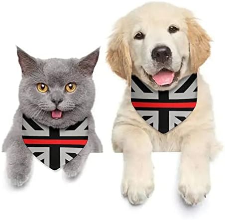 Черна Тънка Червена Линия Великобритания Британски Флаг Кърпа За Кучета Регулируем Нашийник за Домашни Любимци