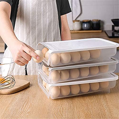 Кутия за Съхранение на яйца Seaintheson 24 Решетка, Пластмасови Корита за Яйца в Хладилника с Капак, Прозрачна Кутия За Домакински Кухня