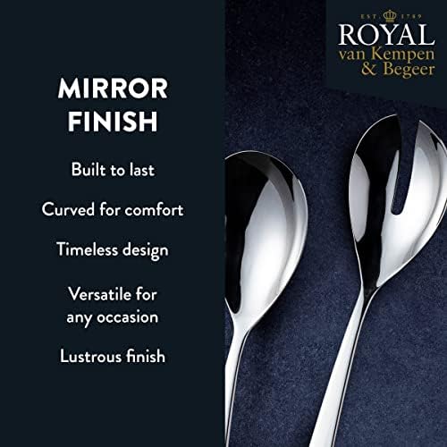 Royal сервировочный набор от van Kempen & Begeer Royal (2 бр): лъжица за салата + вилица, 2 бр., огледално покритие