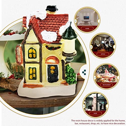 Amosfun Декорация на Дома, Празничен Коледен Пейзаж Къща Покритие От Смола Малки Вили Коледна Украса Decoraciones para Salas De Casa