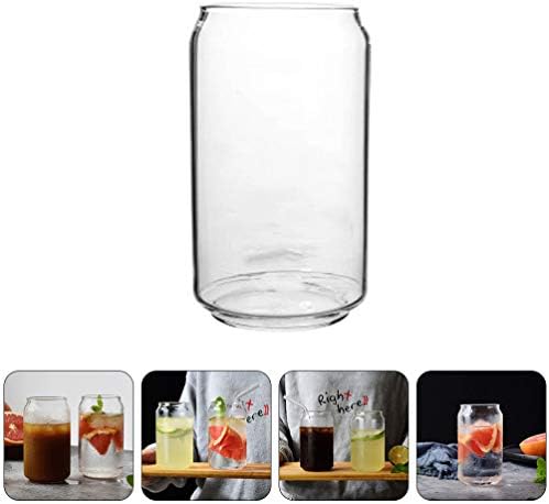 Cabilock Ретро Декор Прозрачни Чаши Стъклена Чаша във формата На Буркани С Пръстен Прозрачна Стъклена Чаша За вода