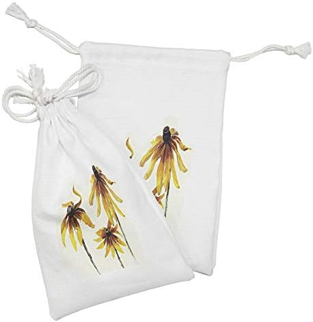 Платнена Торбичка с акварельными цветя Ambesonne, Комплект от 2 теми, Градина с цветя Маргаритки с ефект на Мека