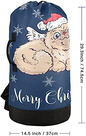 Коледна Чанта за дрехи с Котка, Тежка Раница за пране на дрехи с плечевыми ремъци и дръжки, Пътна чанта за