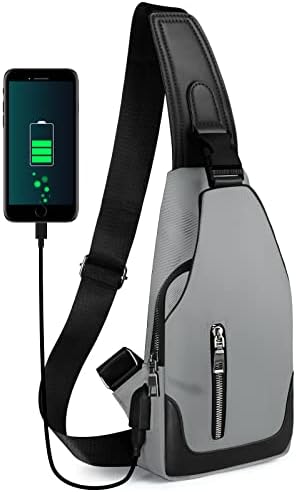 Раница-прашка Aucuu с USB порт за зареждане, Нагрудная Чанта, Раница през рамо за мъже, Туризъм, Колоездене, Пътуване