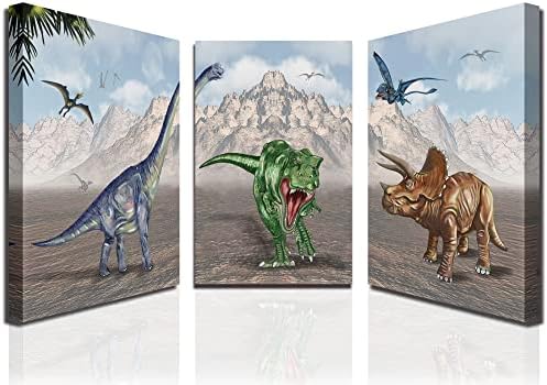Плакати с образа на Динозавър в Рамката за стая на момче, Брахиозавр, тиранозавър рекс, Трисератопс, Птерозавры, Декорация