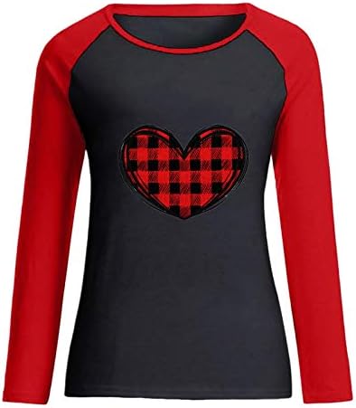 Deepclaoto Дамски Блузи с дълъг ръкав, Летни Тениски, Hoody с Принтом Сърца на Св. Валентин, Блуза, Тениска