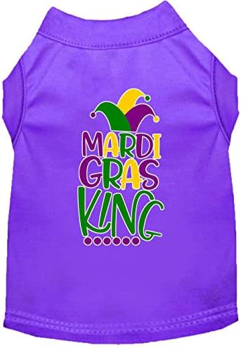 Mirage Пет Product Тениска за кучета на Mardi Gras King с Трафаретным Принтом Mardi Gras Бял Sm