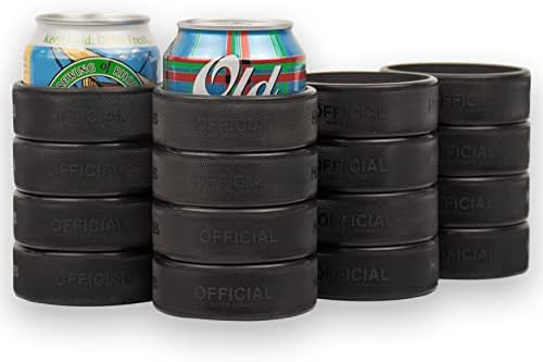 Охладител за бира, консервни кутии, изработени от 4-истински отбор по хокей на шайби [2], на 12 унции, Охладител за бира за по хокей на подаръци, Черни Охладители за кути