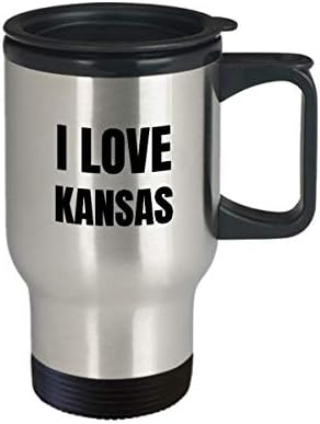 Аз Обичам Канзасскую Пътна Чаша Забавна Идея за Подарък Новост не мога да понасям Кафе, Чай 14 унции От Неръждаема